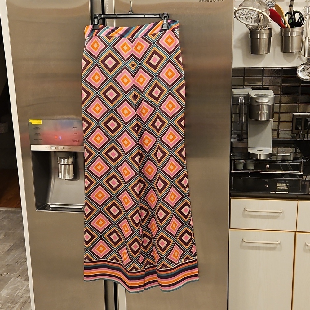 💕TRINA TURK💕 Bay Pant ~ Brookhaven Blocks Satin Georgette 6 NWT - Picture 9 of 16